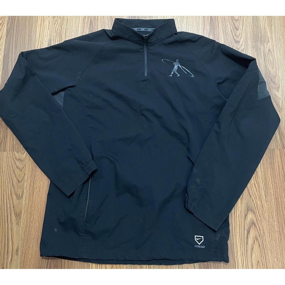 Ken Griffey Nike Swingman Jacket Mens Small 1/4 Zip Baseball Black